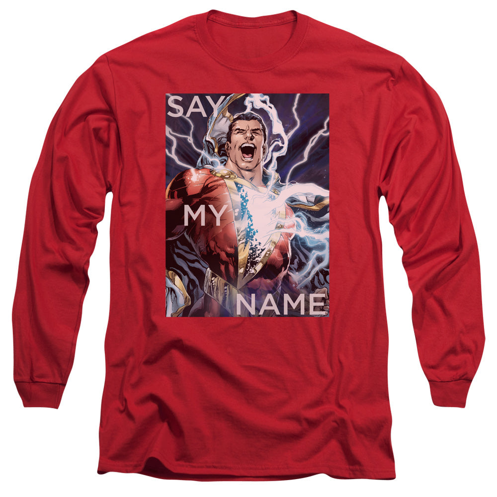 Justice League Say My Name Mens Long Sleeve Shirt Red Officially Licensed
