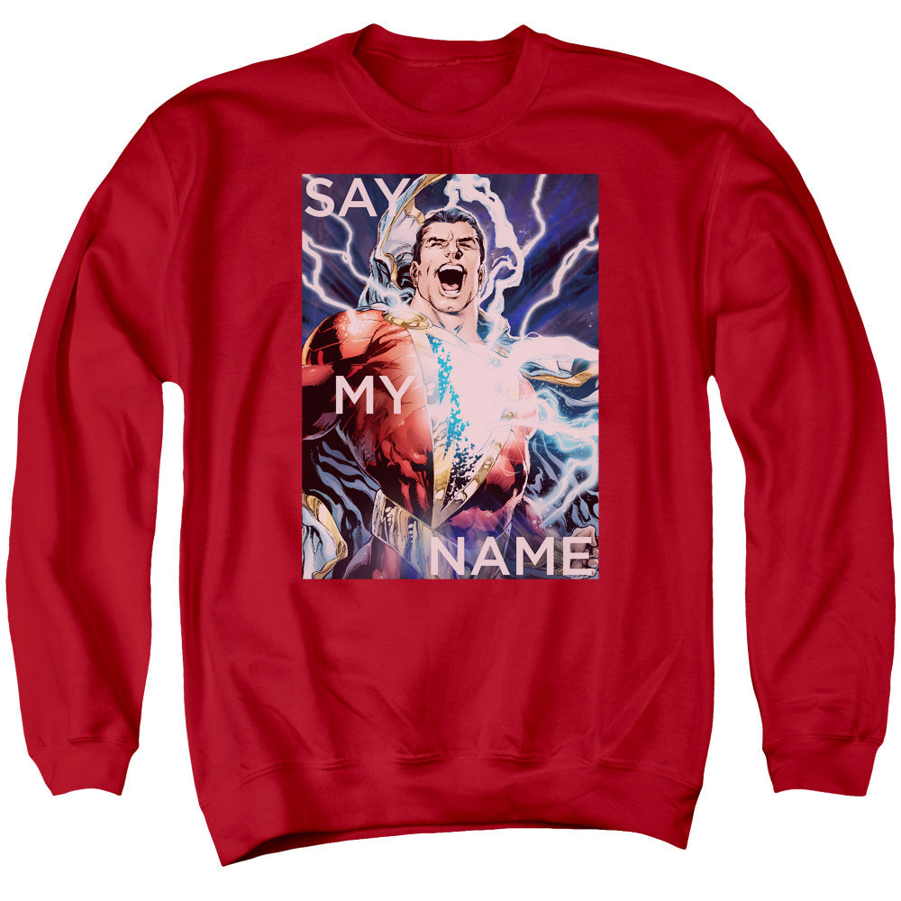 Justice League Say My Name Mens Crewneck Sweatshirt Red Officially Licensed