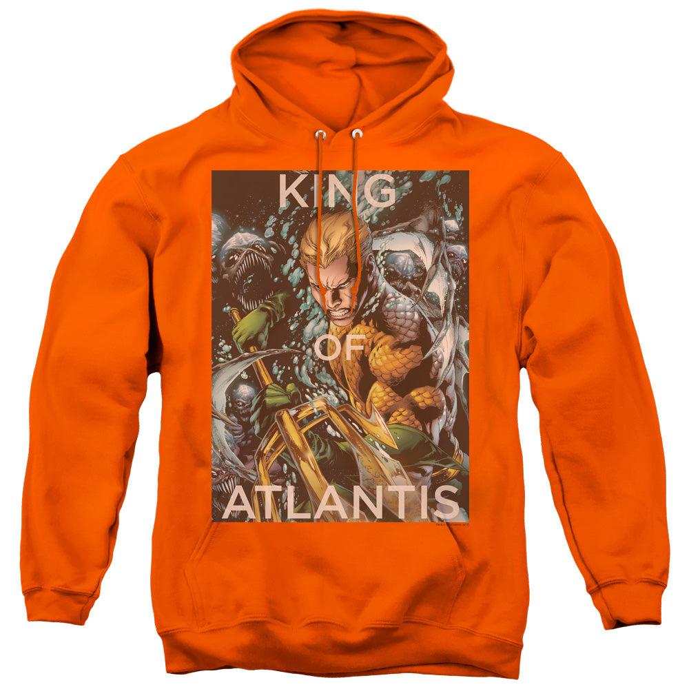 Justice League King of Atlantis Mens Hoodie Orange Officially Licensed