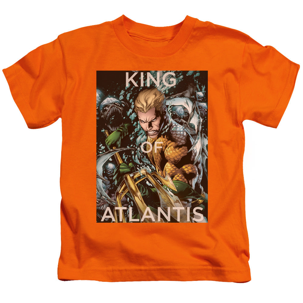 Justice League King of Atlantis Juvenile Kids Youth T Shirt Orange Officially Licensed