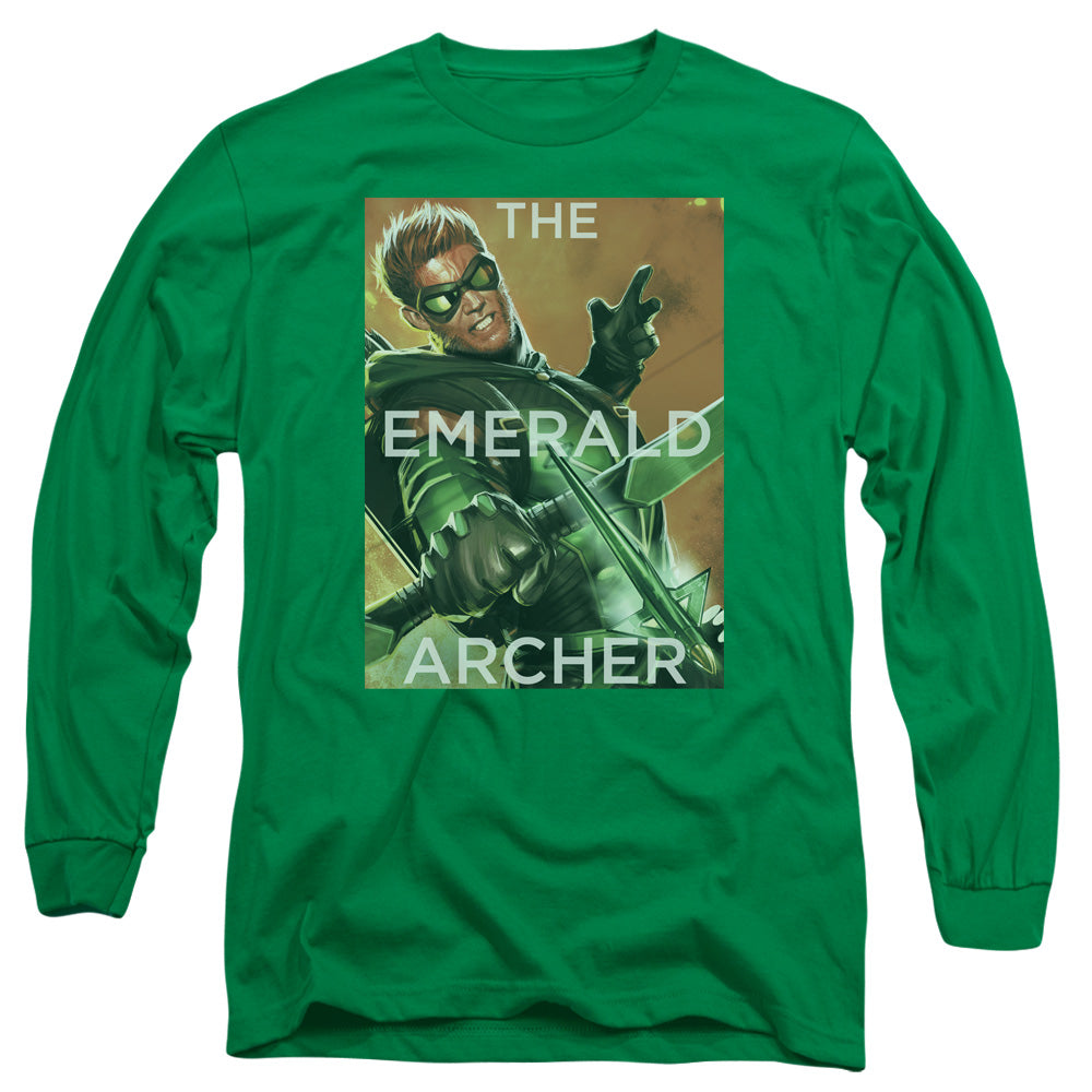 Justice League Trigger Mens Long Sleeve Shirt Kelly Green Officially Licensed