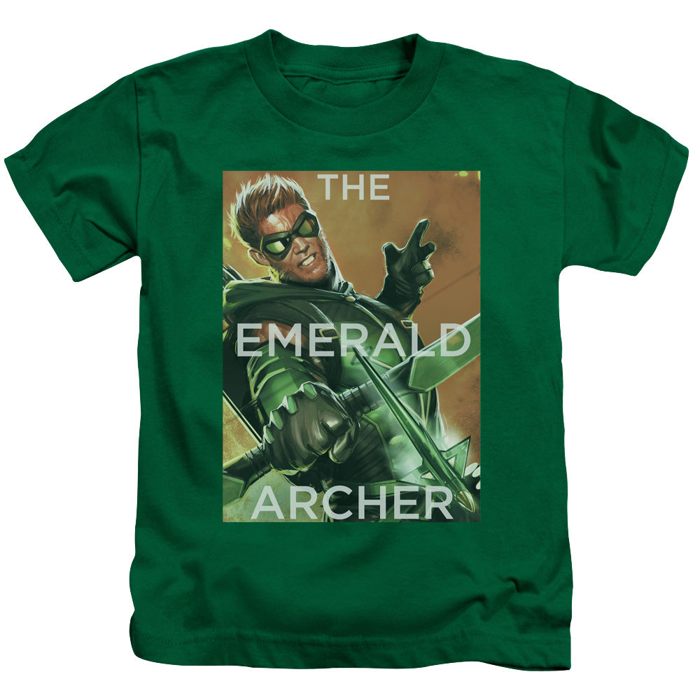 Justice League Trigger Juvenile Kids Youth T Shirt Kelly Green Officially Licensed
