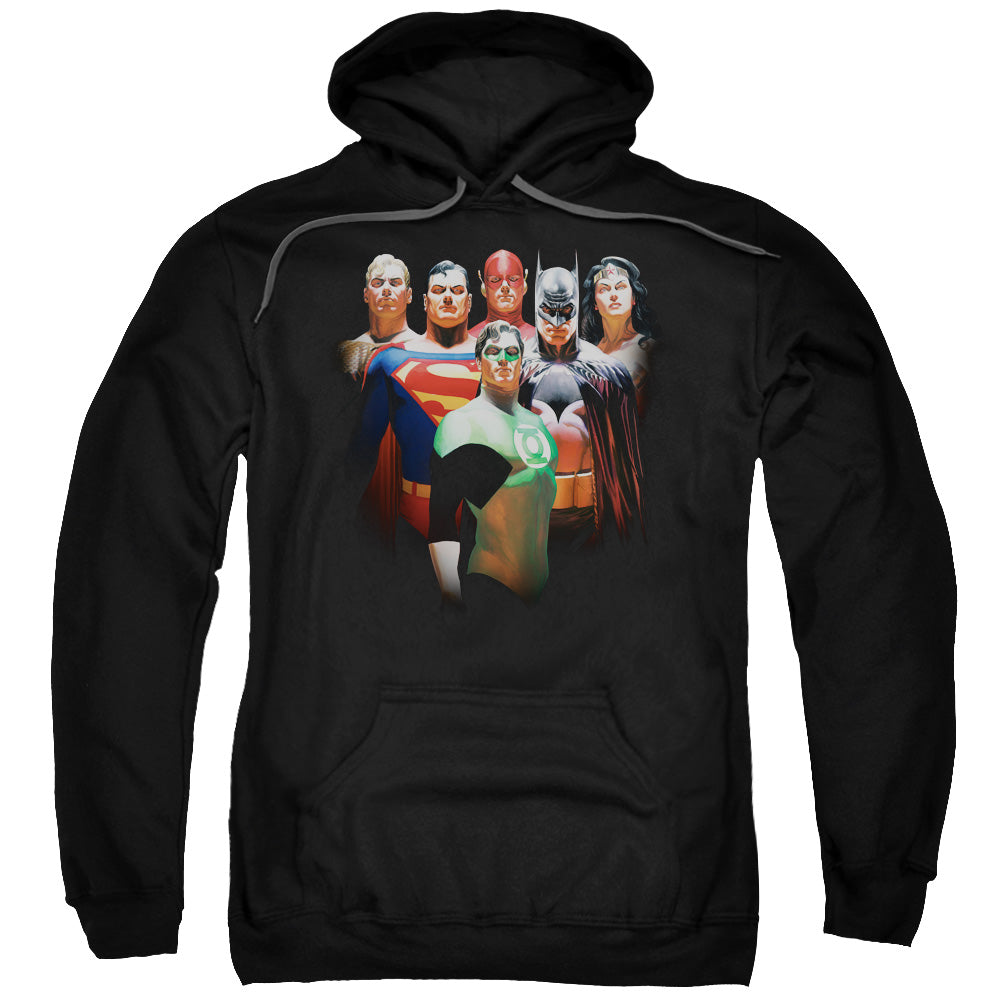 Justice League Roll Call Mens Hoodie Black Officially Licensed