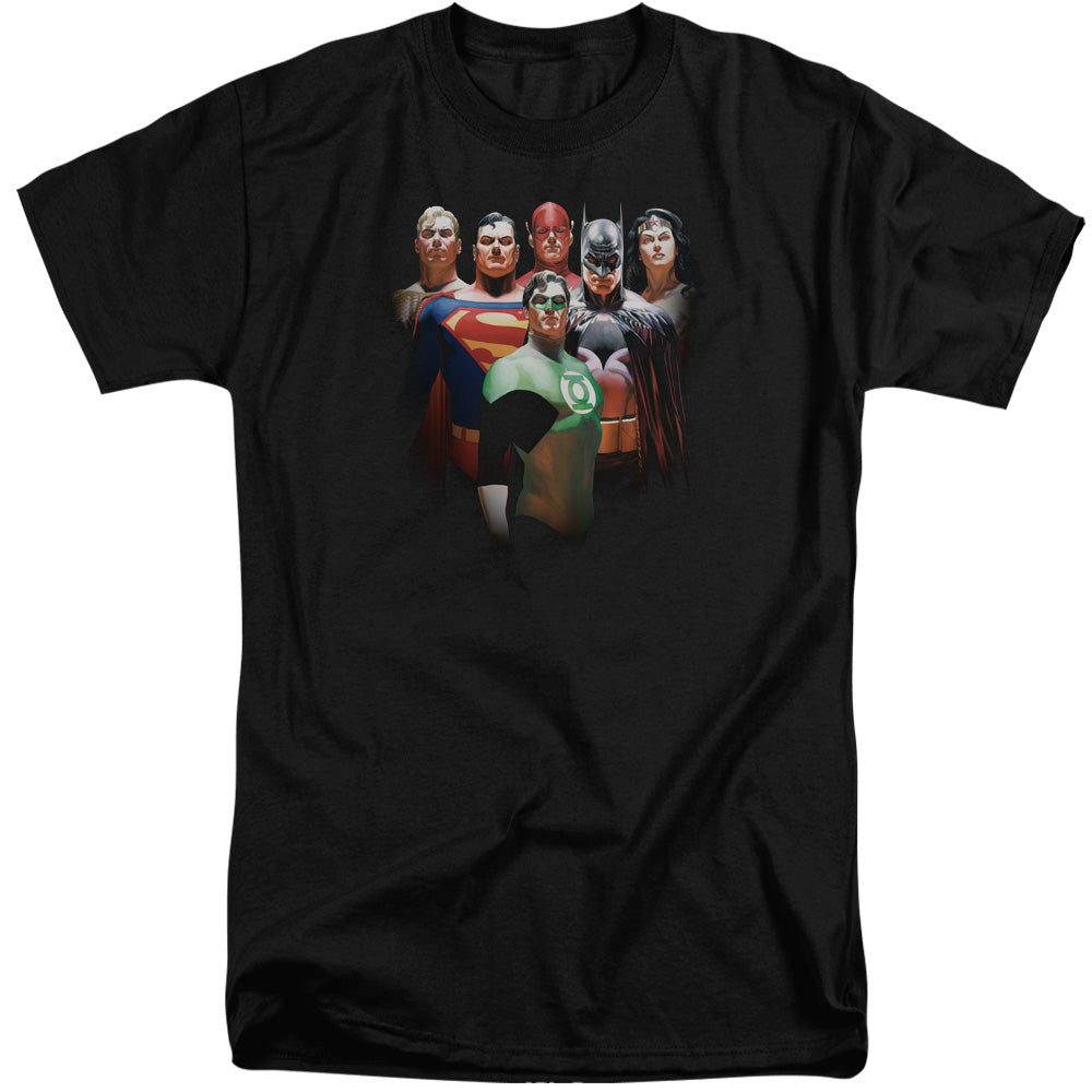 Justice League Of America Roll Call Mens Tall T Shirt Black Officially Licensed