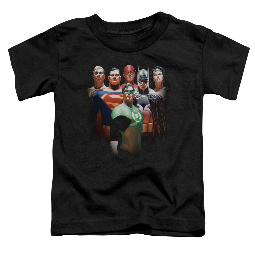 Justice League Roll Call Toddler Kids Youth T Shirt Black Officially Licensed