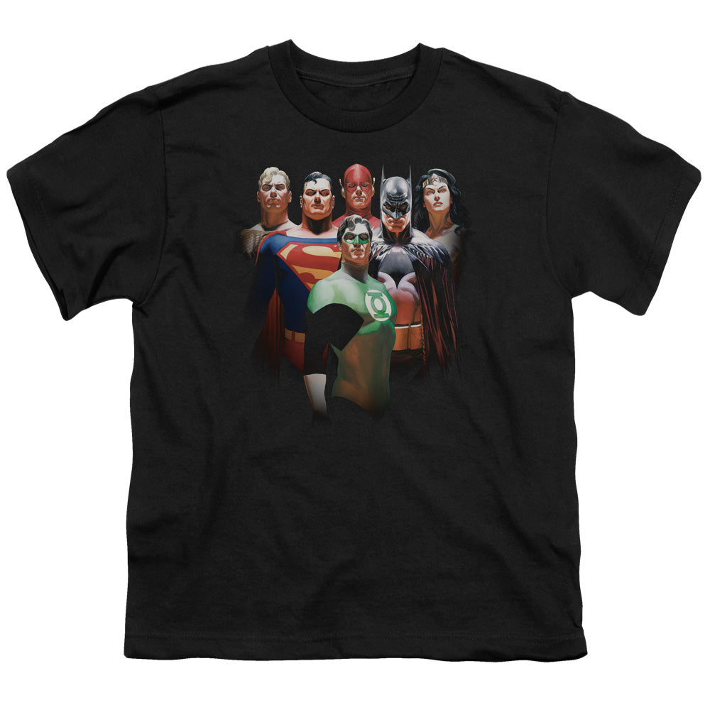 Justice League Roll Call Kids Youth T Shirt Black Officially Licensed