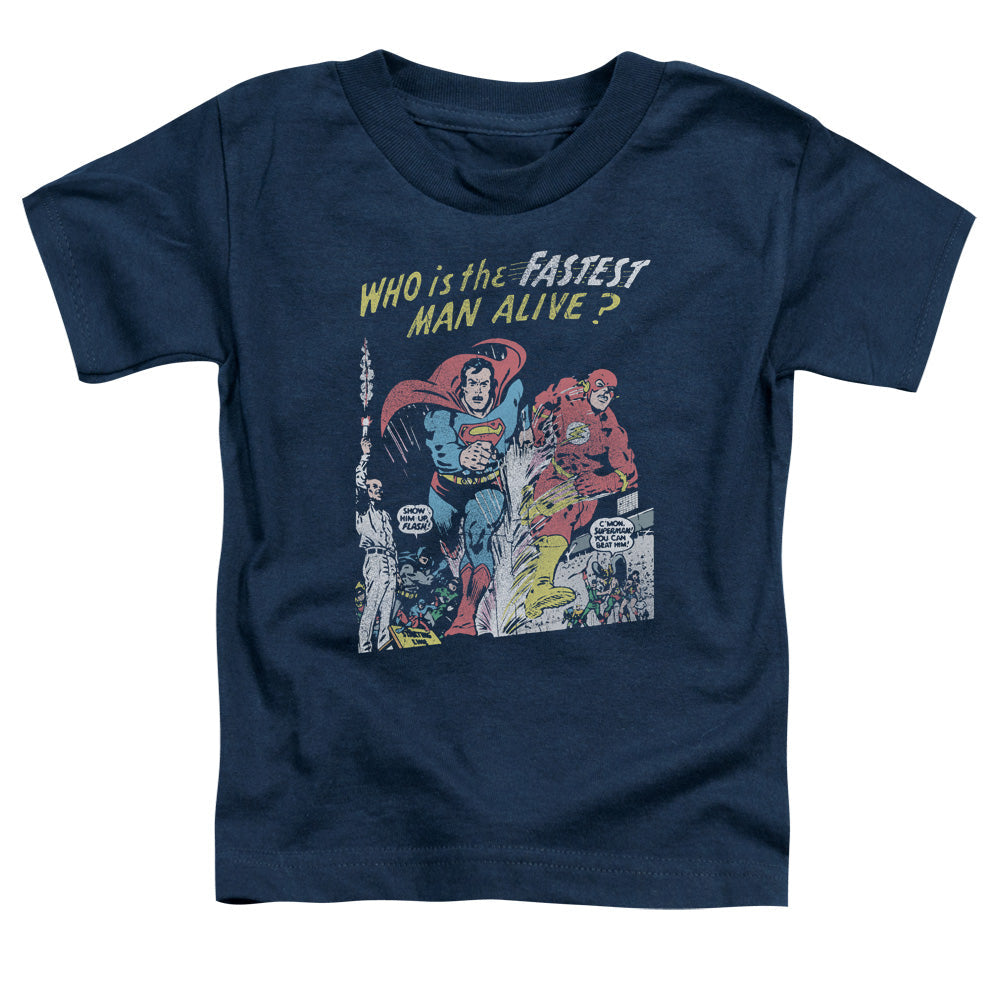 Justice League Fastest Man Toddler Kids Youth T Shirt Navy Blue Blue Officially Licensed