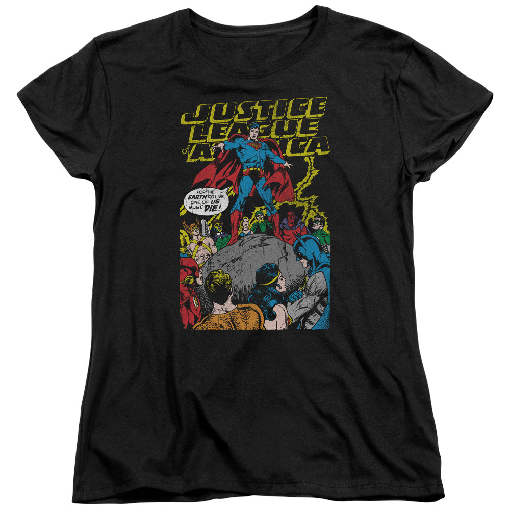 Justice League Ultimate Scarifice Womens T Shirt Black Officially Licensed