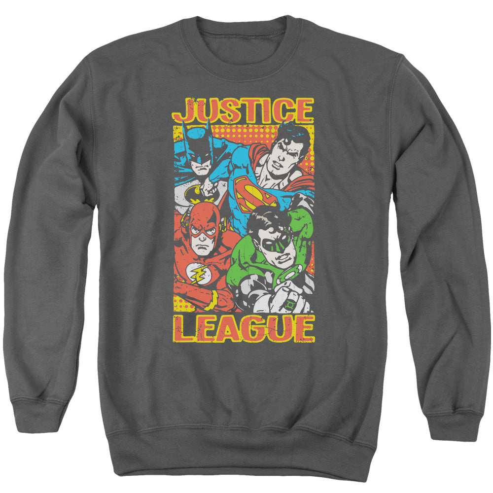 Justice League Hero Mashup Mens Crewneck Sweatshirt Charcoal Officially Licensed