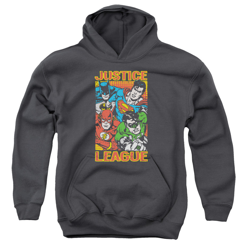 Justice League Hero Mashup Kids Youth Hoodie Charcoal Officially Licensed