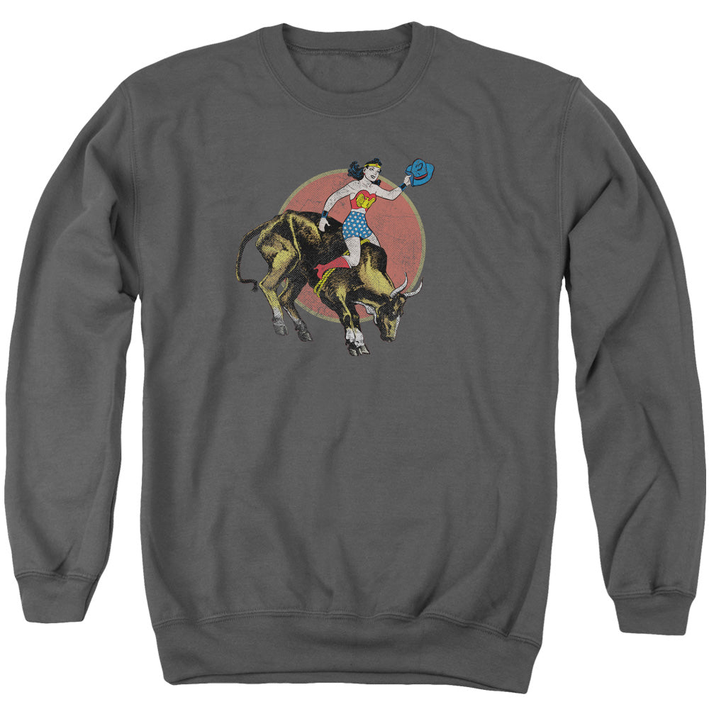 Justice League Bull Rider Mens Crewneck Sweatshirt Charcoal Officially Licensed