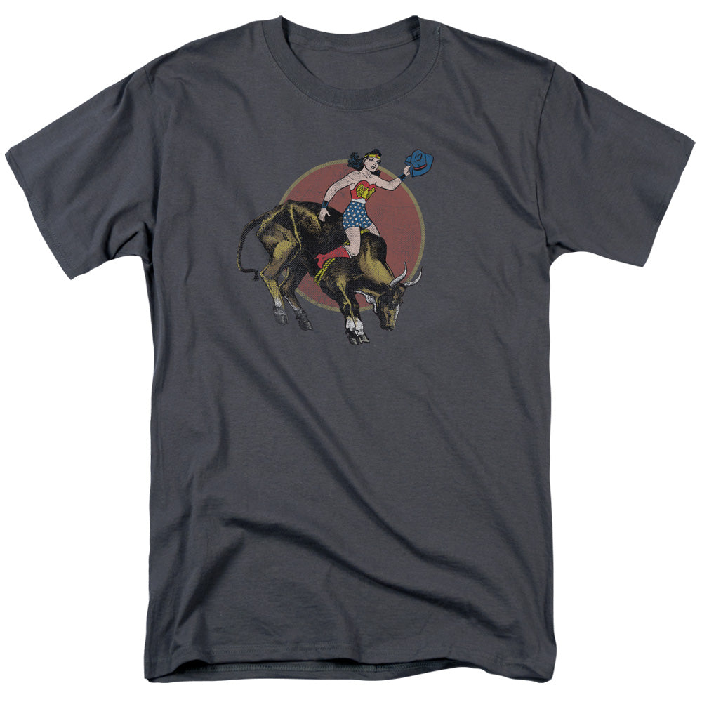 Justice League Of America Bull Rider Mens T Shirt Charcoal Officially Licensed