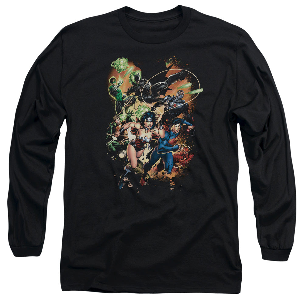 Justice League Battle Ready Mens Long Sleeve Shirt Black Officially Licensed
