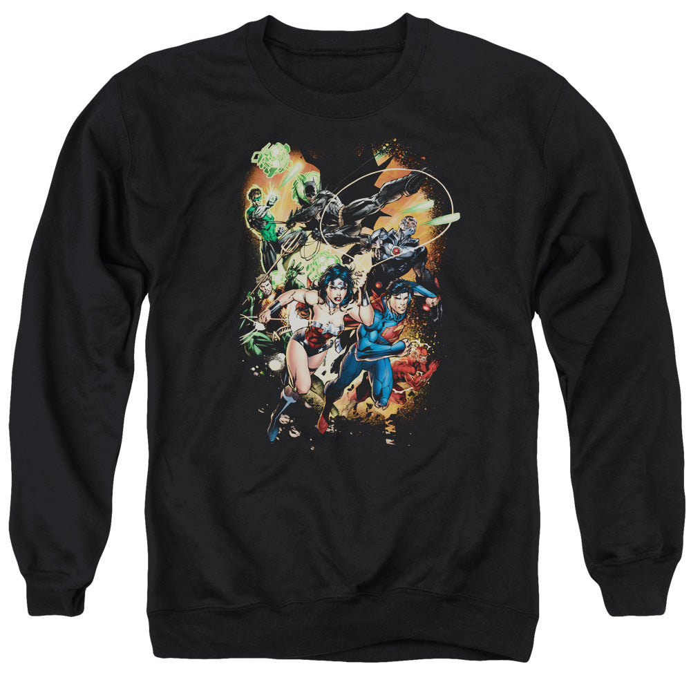 Justice League Battle Ready Mens Crewneck Sweatshirt Black Officially Licensed