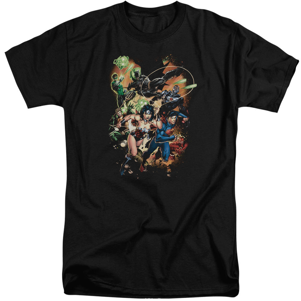 Justice League Of America Battle Ready Mens Tall T Shirt Black Officially Licensed