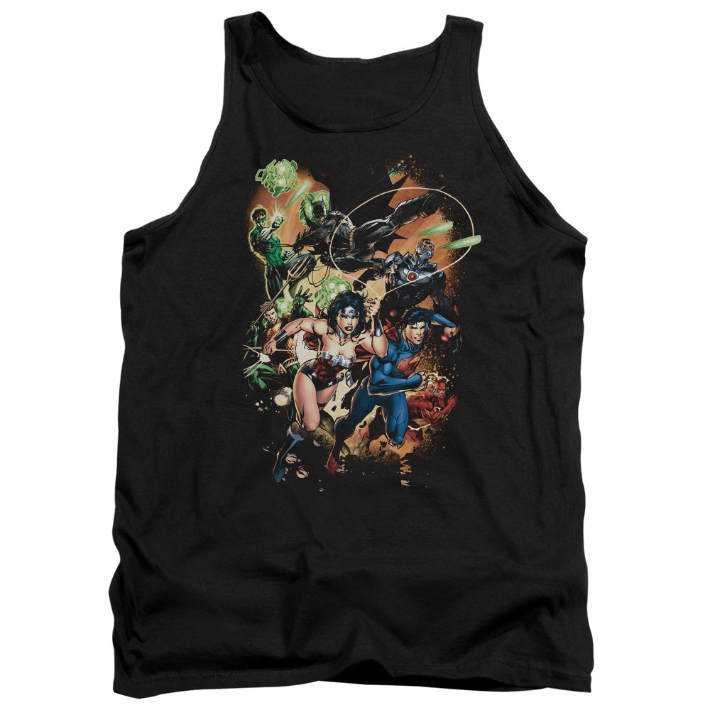 Justice League Battle Ready Mens Tank Top Shirt Black Officially Licensed