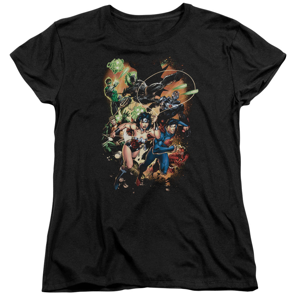 Justice League Battle Ready Womens T Shirt Black Officially Licensed