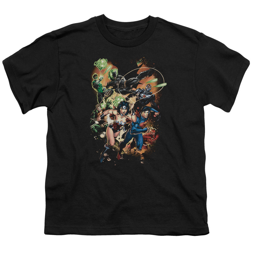 Justice League Battle Ready Kids Youth T Shirt Black Officially Licensed
