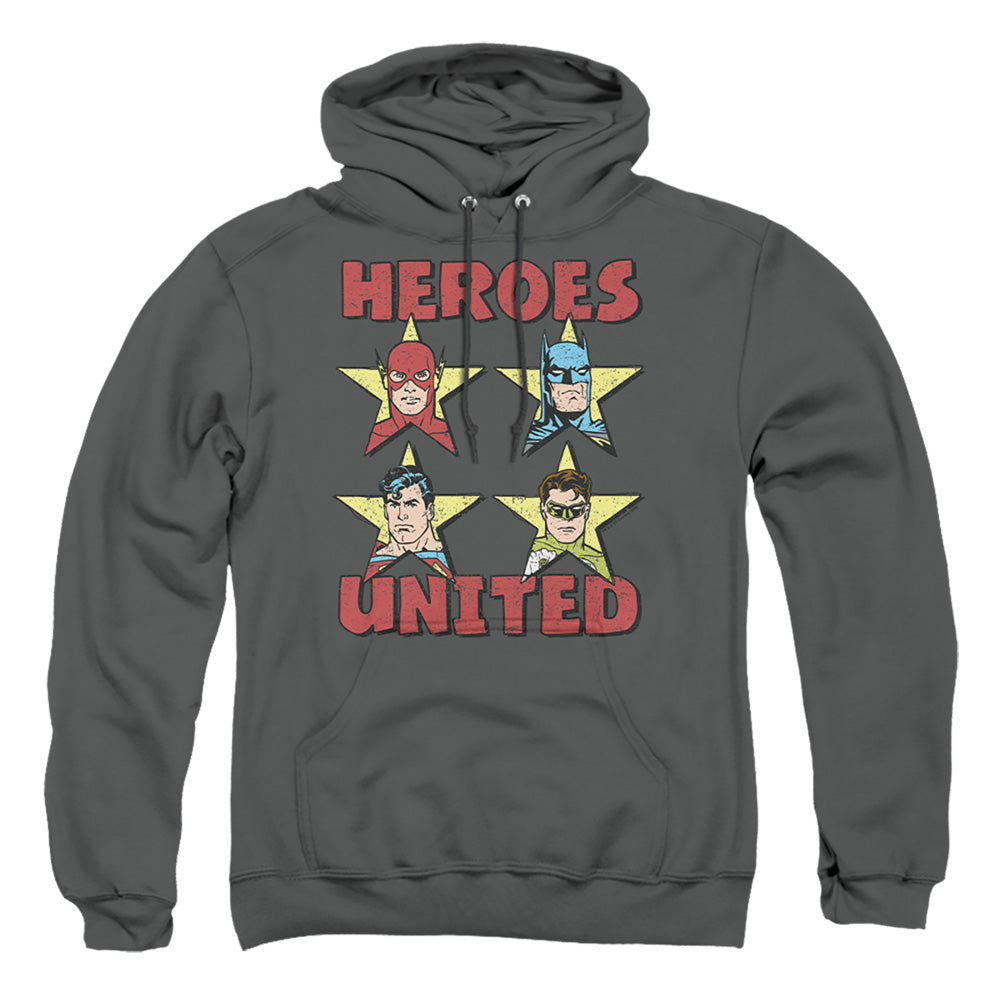 Justice League Of America United Stars Mens Hoodie Charcoal Officially Licensed