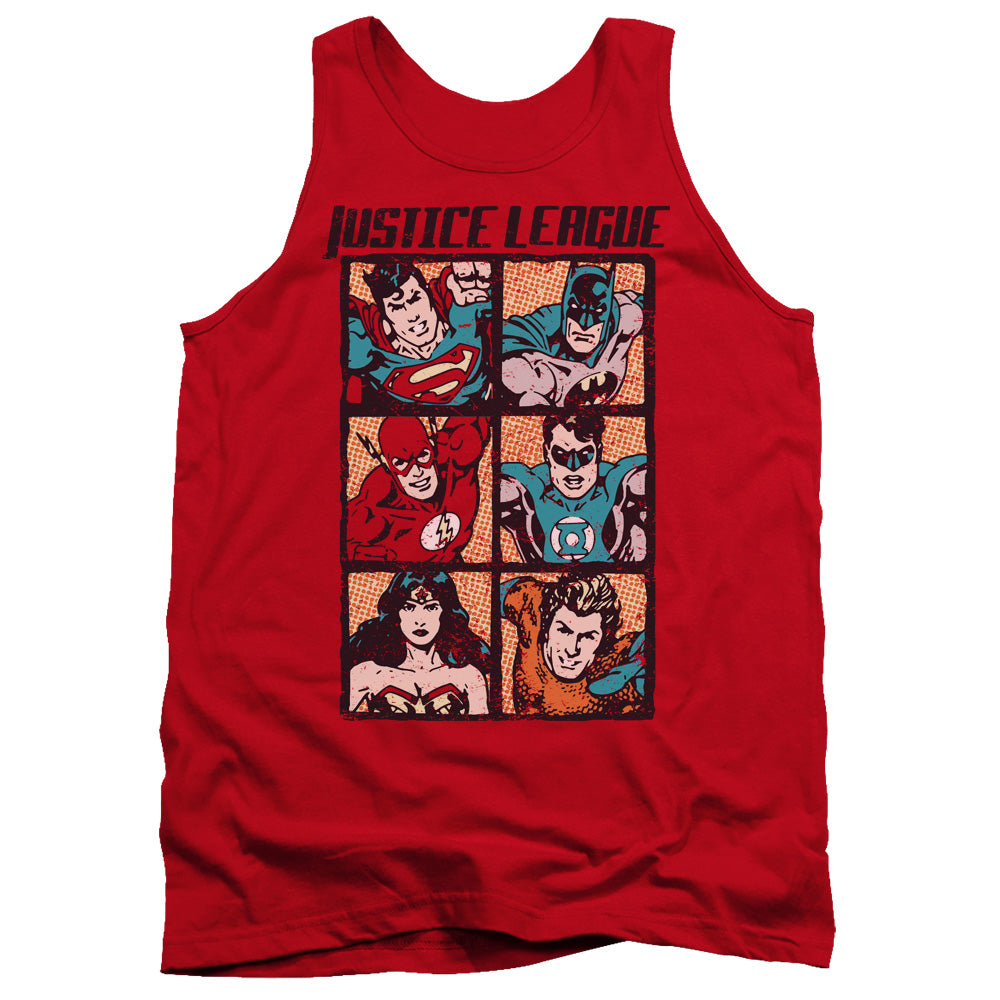 Justice League Rough Panels Mens Tank Top Shirt Red Officially Licensed