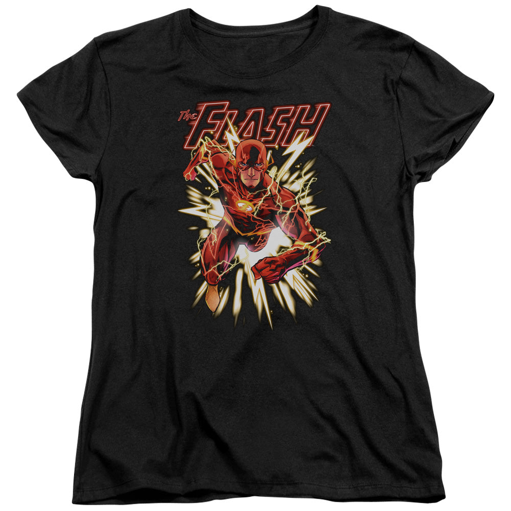 Justice League Flash Glow Womens T Shirt Black Officially Licensed