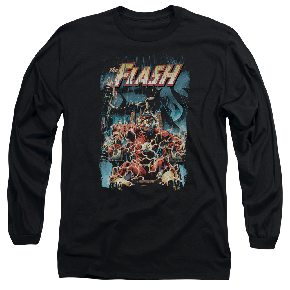 Justice League Electric Chair Mens Long Sleeve Shirt Black Officially Licensed