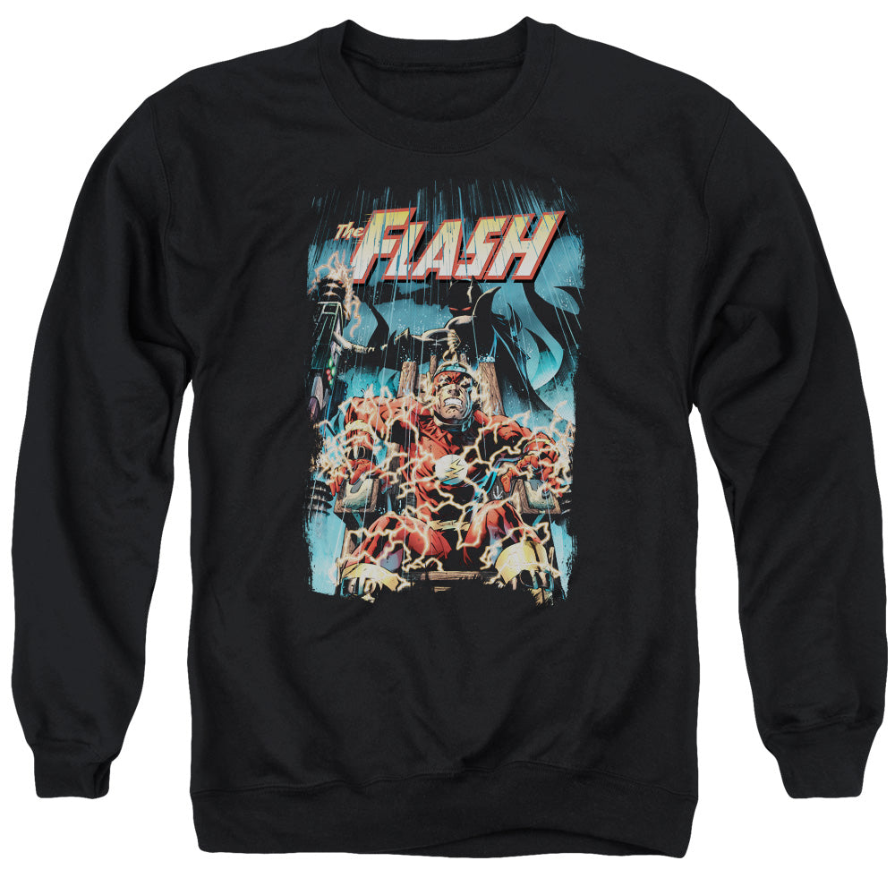 Justice League Electric Chair Mens Crewneck Sweatshirt Black Officially Licensed