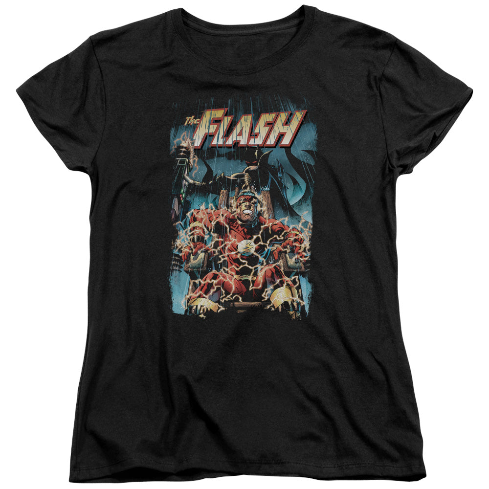 Justice League Electric Chair Womens T Shirt Black Officially Licensed