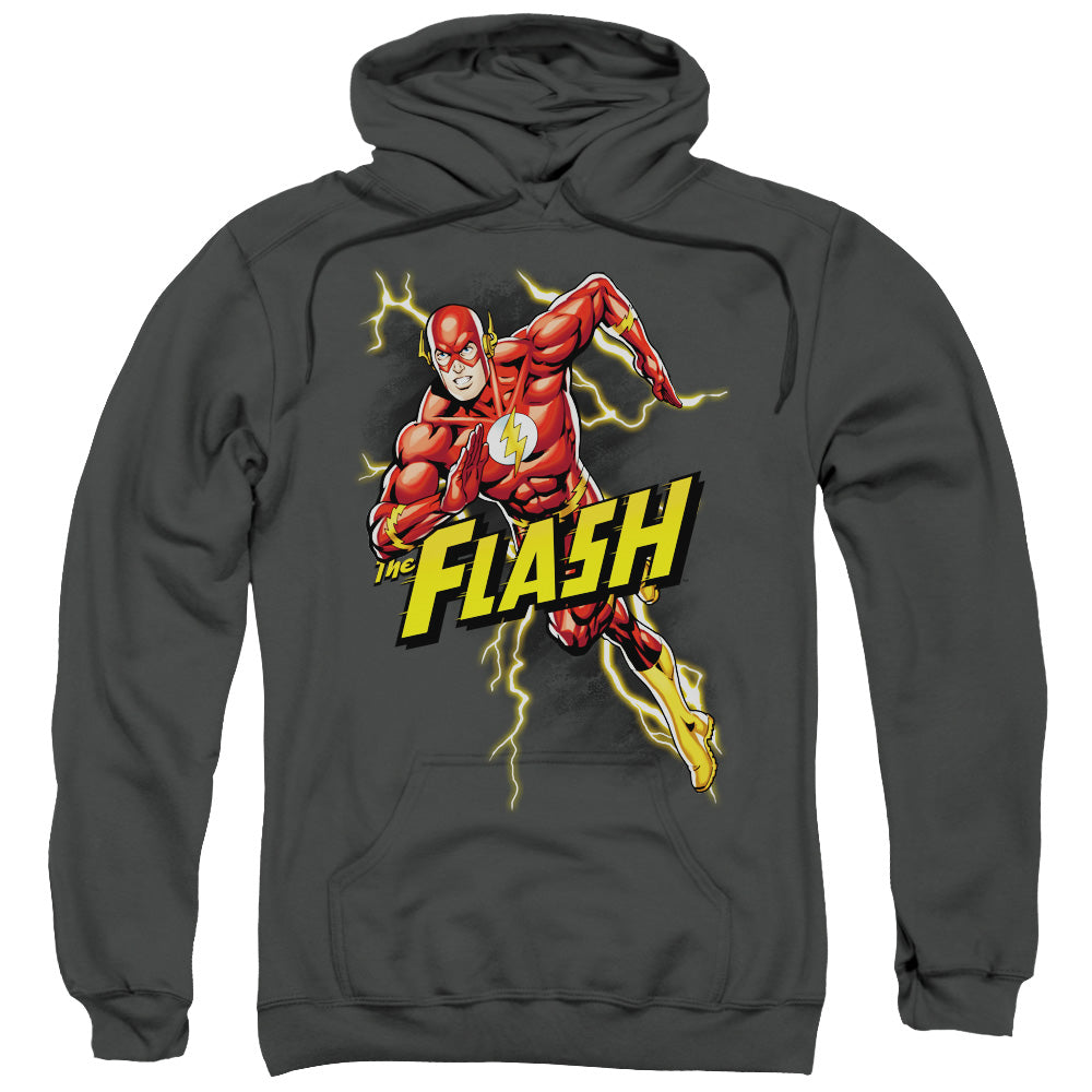 Justice League Bolt Run Mens Hoodie Charcoal Officially Licensed
