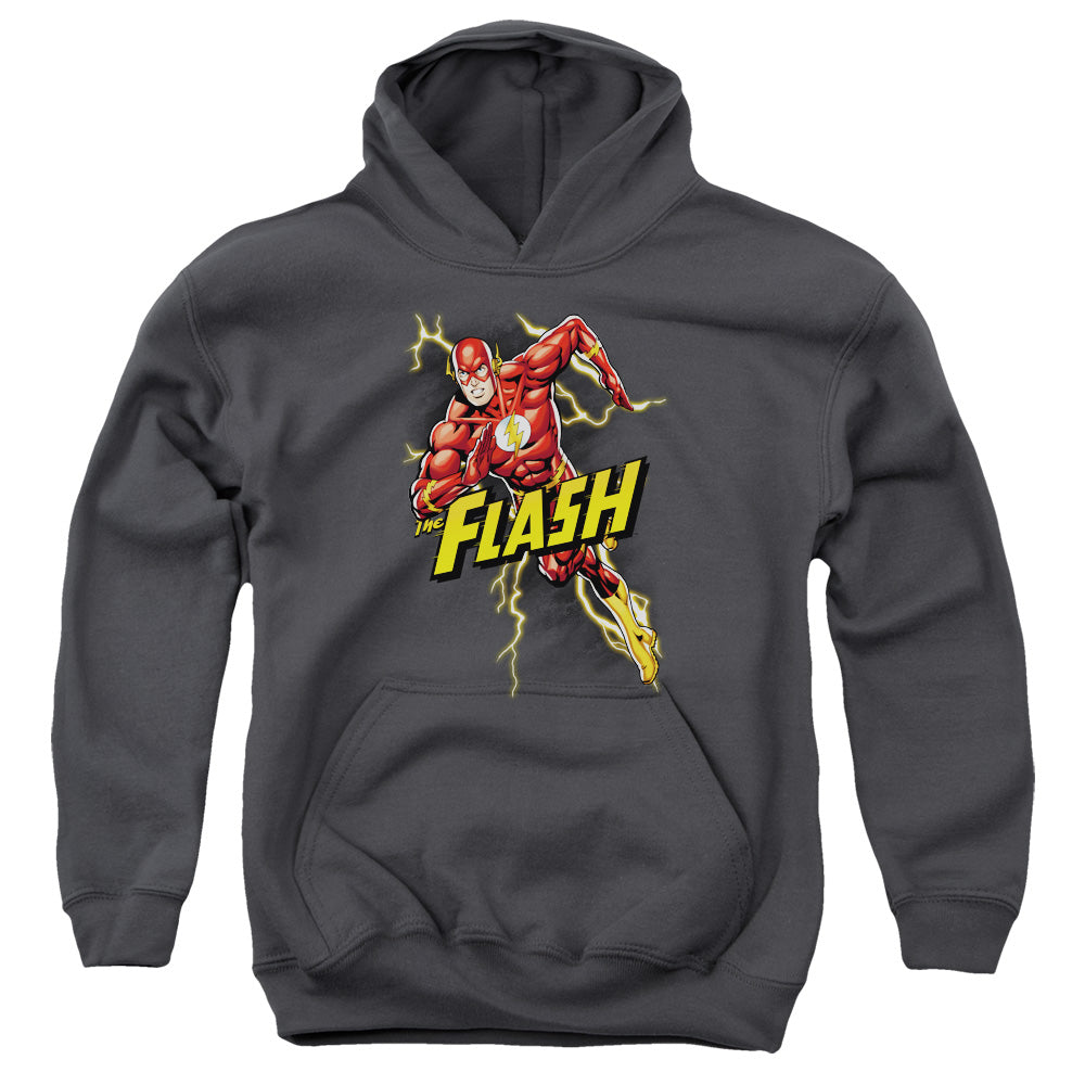 Justice League Bolt Run Kids Youth Hoodie Charcoal Officially Licensed