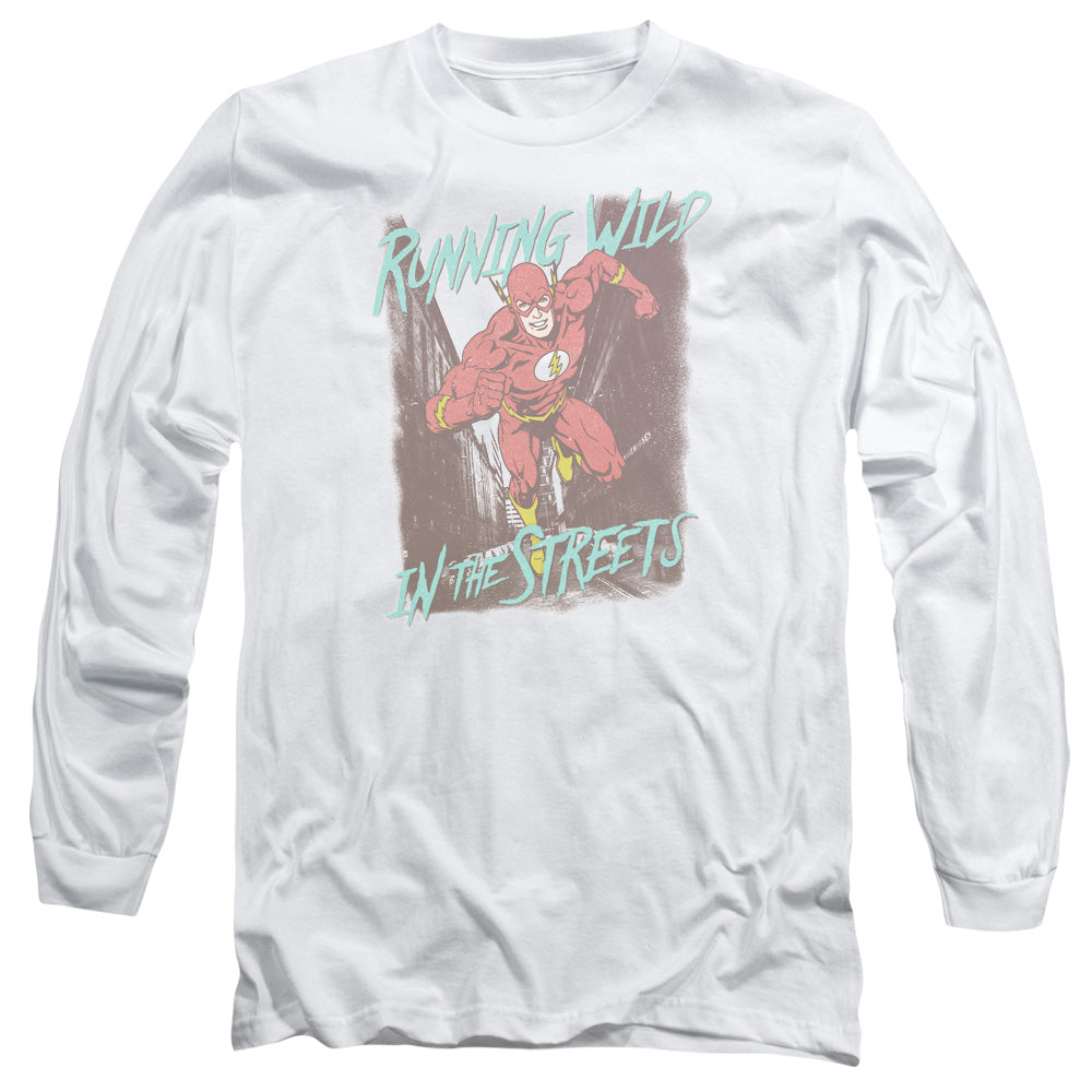 Justice League Running Wild Mens Long Sleeve Shirt White Officially Licensed