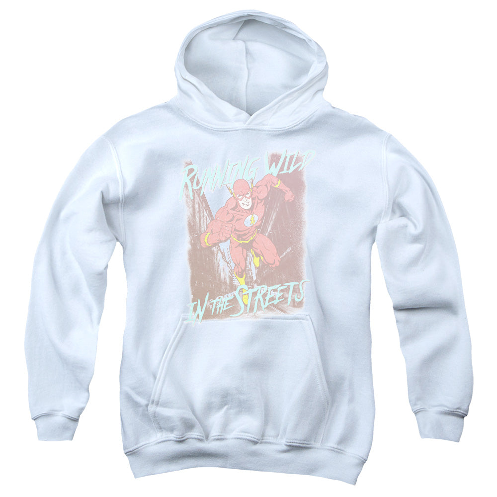 Justice League Running Wild Kids Youth Hoodie White Officially Licensed