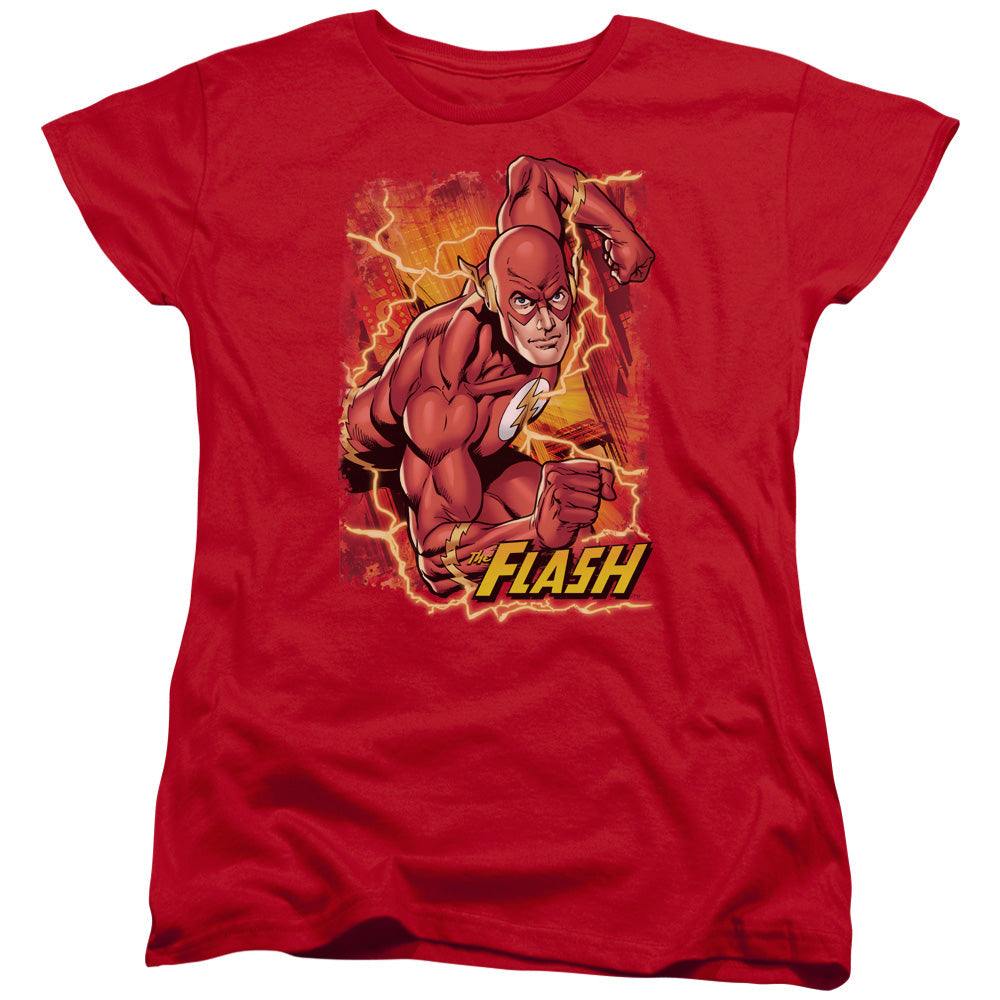 Justice League Flash Lightning Womens T Shirt Red Officially Licensed