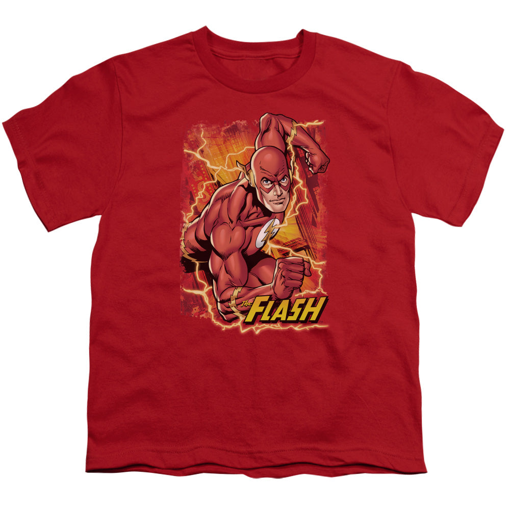 Justice League Flash Lightning Kids Youth T Shirt Red Officially Licensed