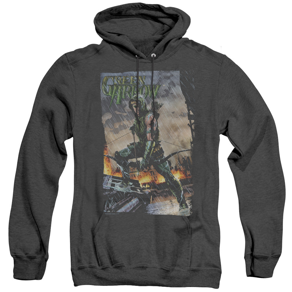 Justice League Fire and Rain Heather Mens Hoodie Black Officially Licensed