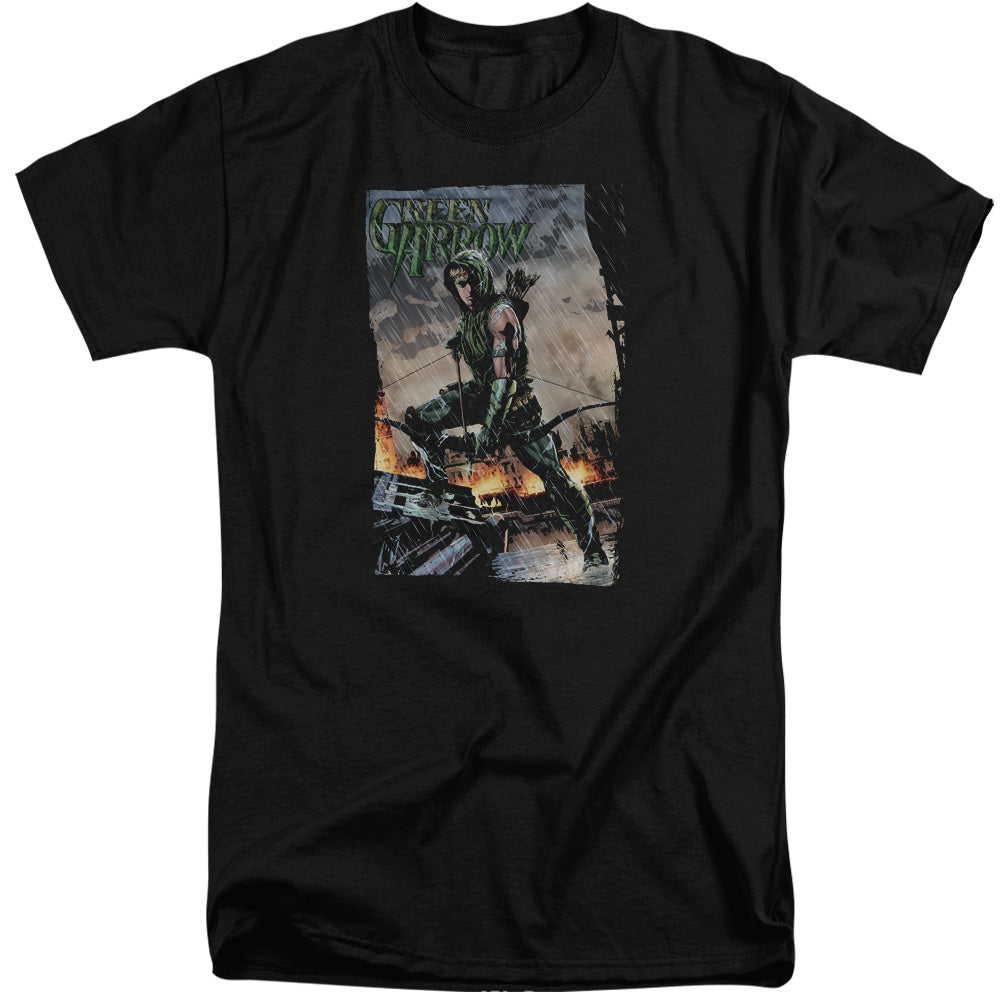 Justice League Fire and Rain Mens Tall T Shirt Black Officially Licensed