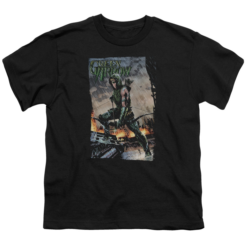 Justice League Fire and Rain Kids Youth T Shirt Black Officially Licensed