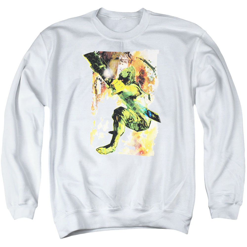 Justice League Of America Painted Archer Mens Crewneck Sweatshirt White Officially Licensed