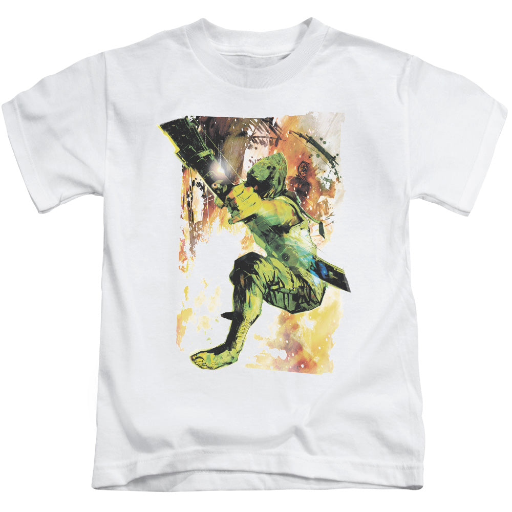Justice League Painted Archer Juvenile Kids Youth T Shirt White Officially Licensed