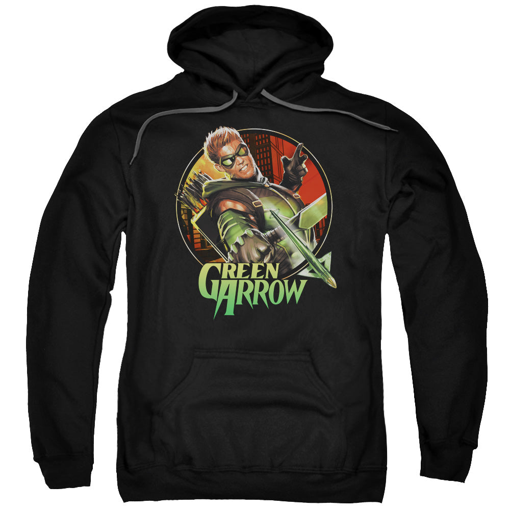 Justice League Sunset Archer Mens Hoodie Black Officially Licensed