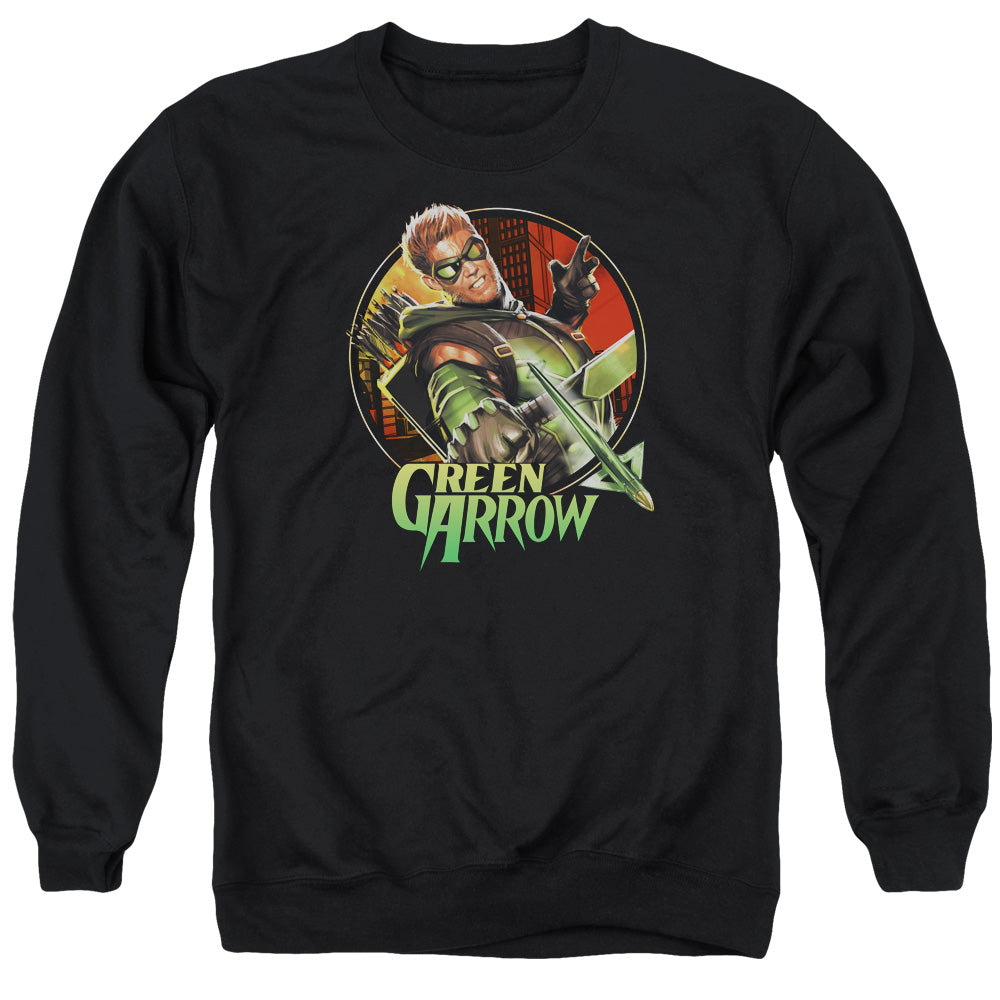 Justice League Of America Sunset Archer Mens Crewneck Sweatshirt Black Officially Licensed