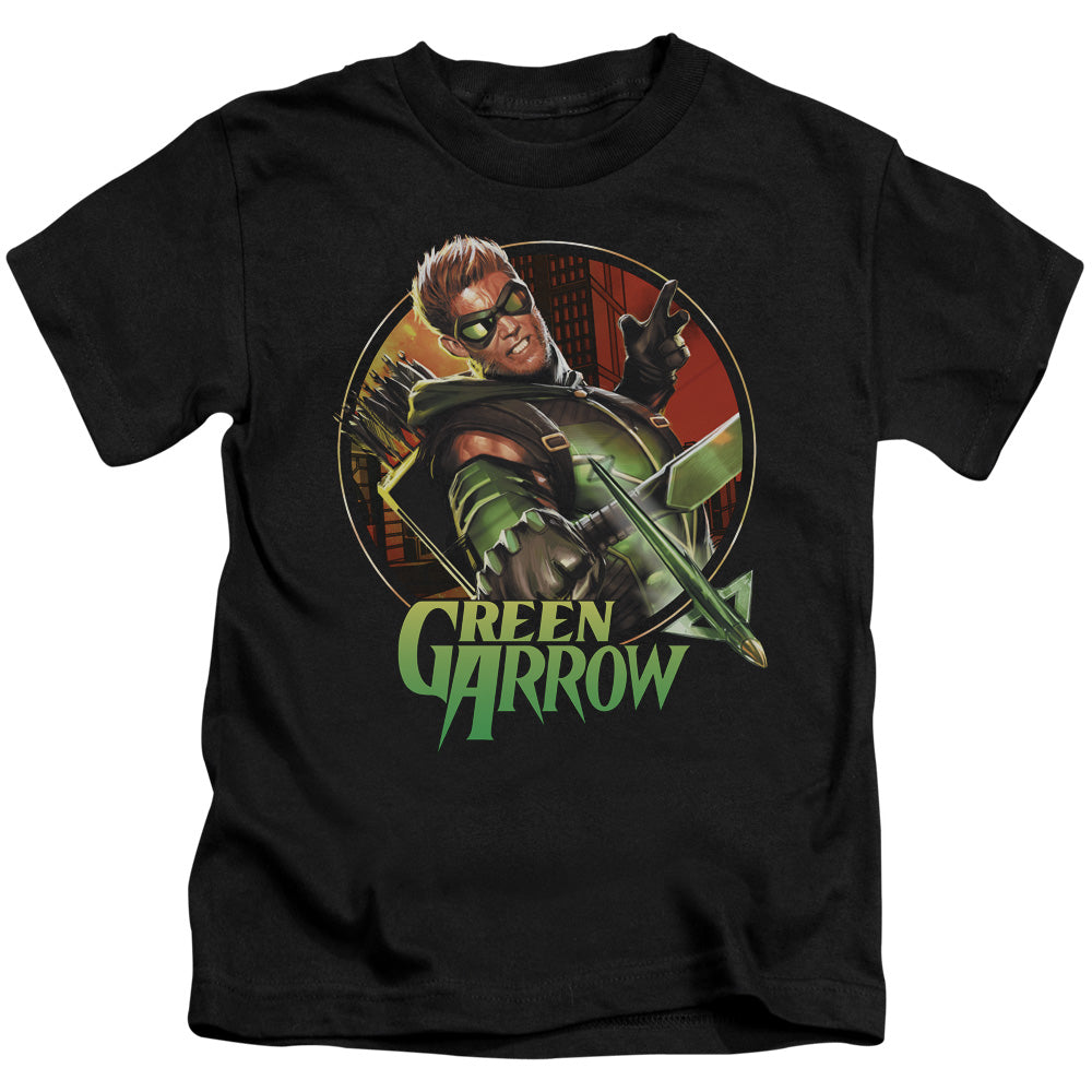 Justice League Sunset Archer Juvenile Kids Youth T Shirt Black Officially Licensed