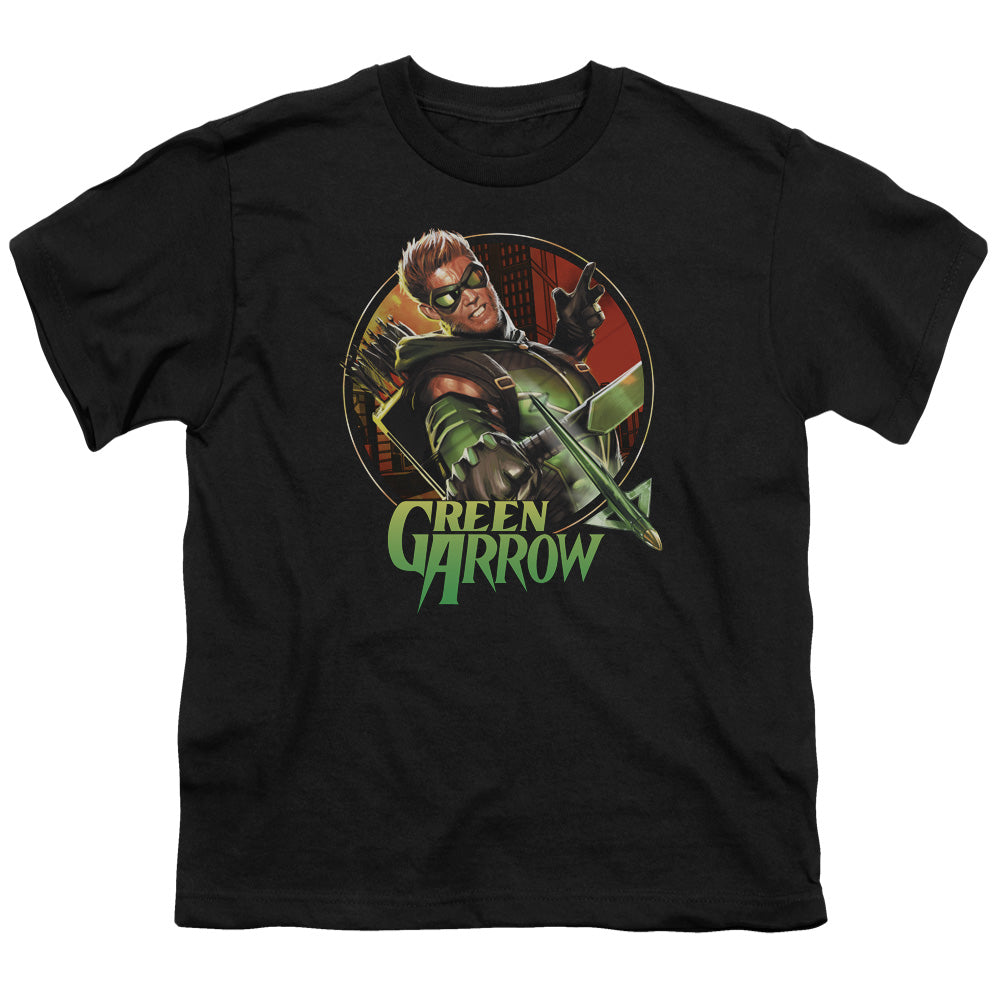 Justice League Sunset Archer Kids Youth T Shirt Black Officially Licensed