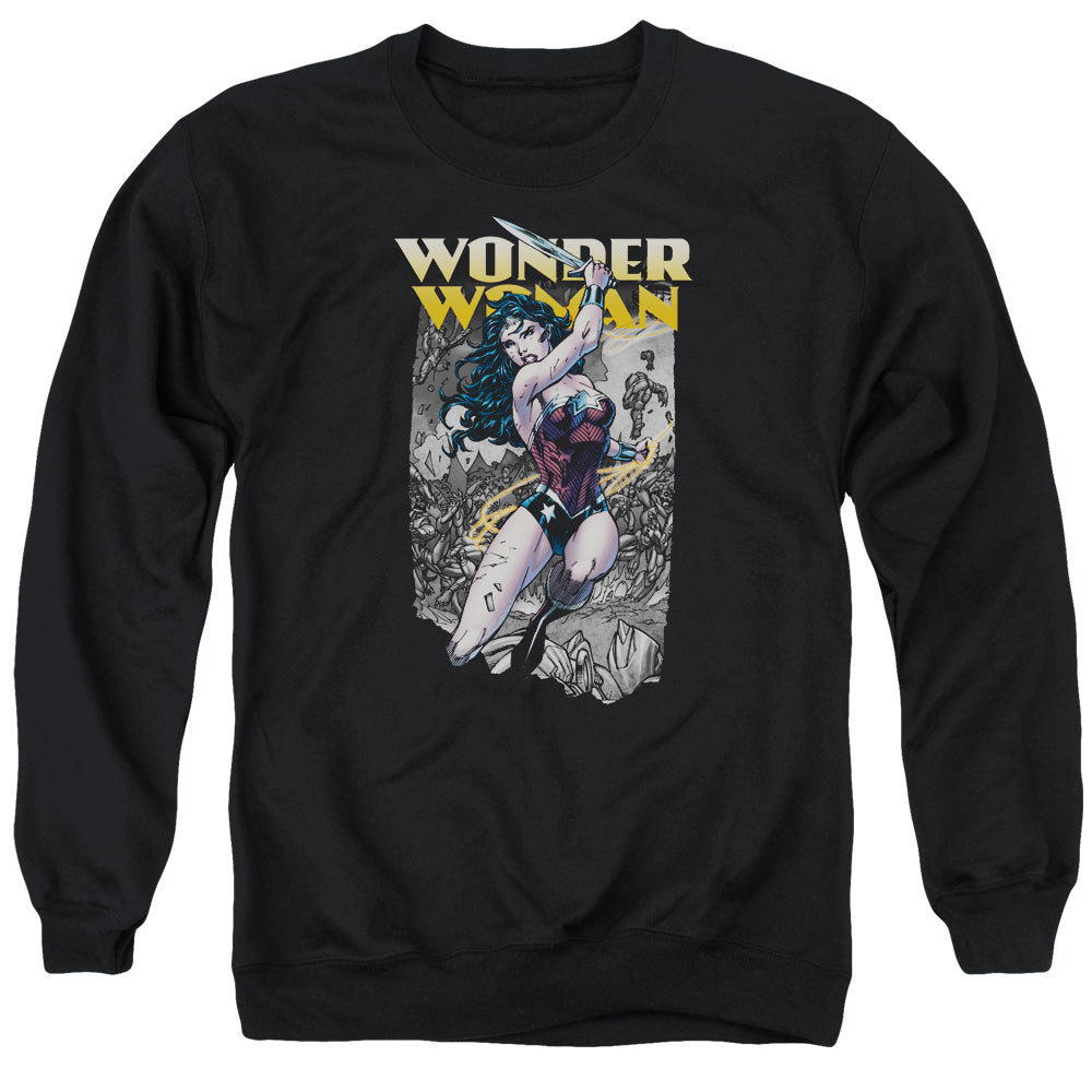 Justice League Wonder Slice Mens Crewneck Sweatshirt Black Officially Licensed
