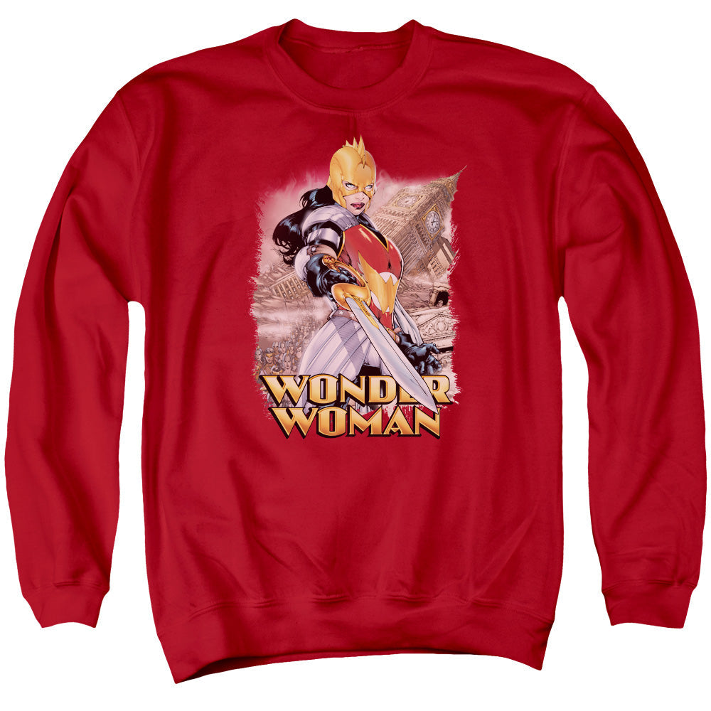 Justice League Wonder Woman Mens Crewneck Sweatshirt Red Officially Licensed
