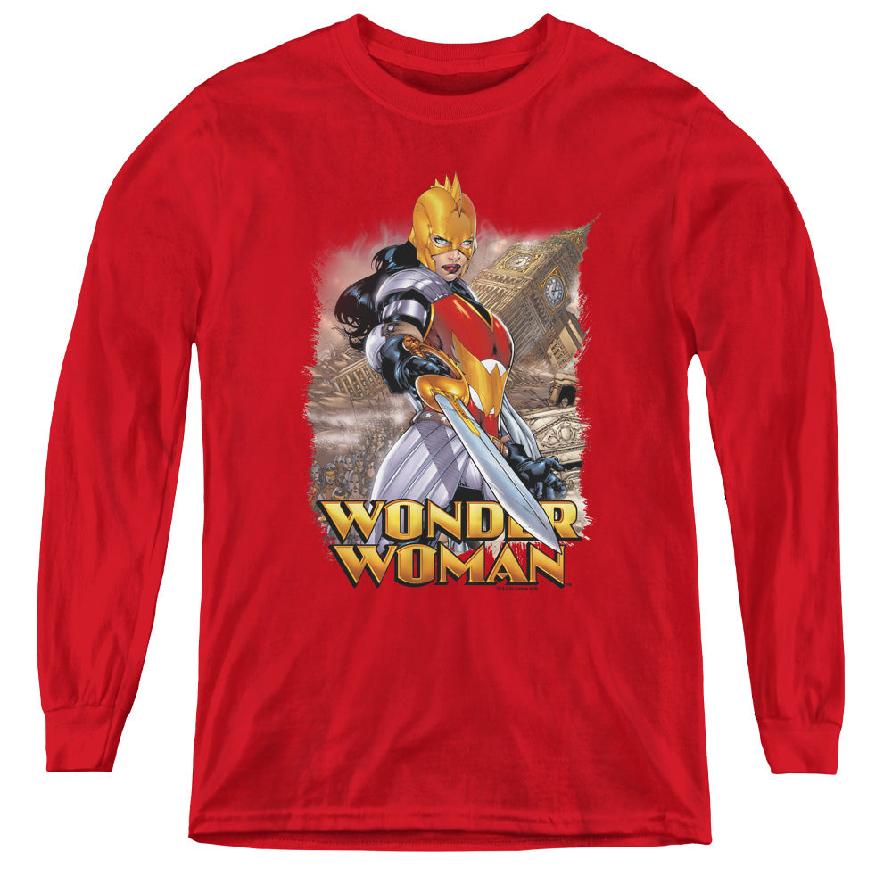 Justice League Wonder Woman Long Sleeve Kids Youth T Shirt Red Officially Licensed