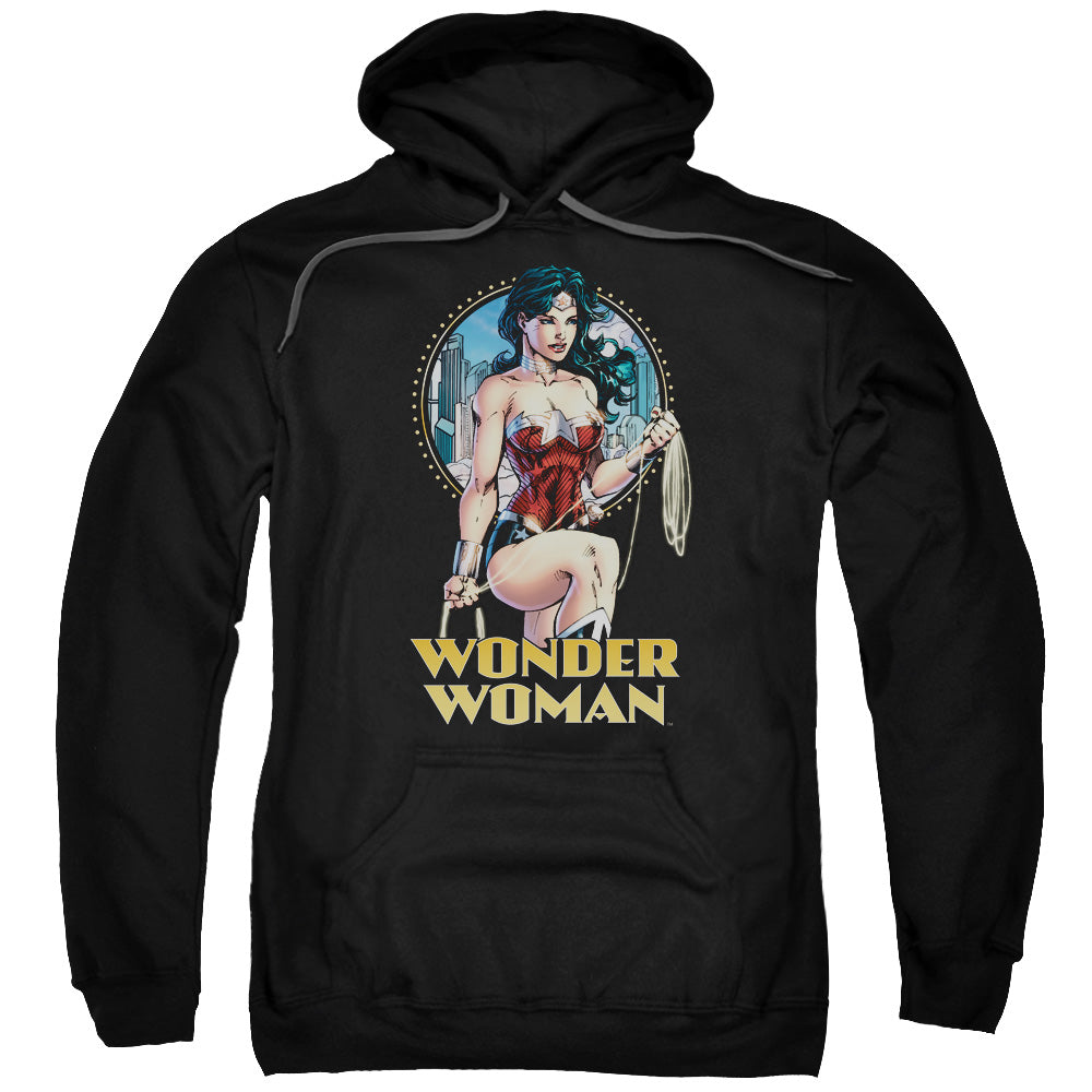 Justice League City Warrior Mens Hoodie Black Officially Licensed