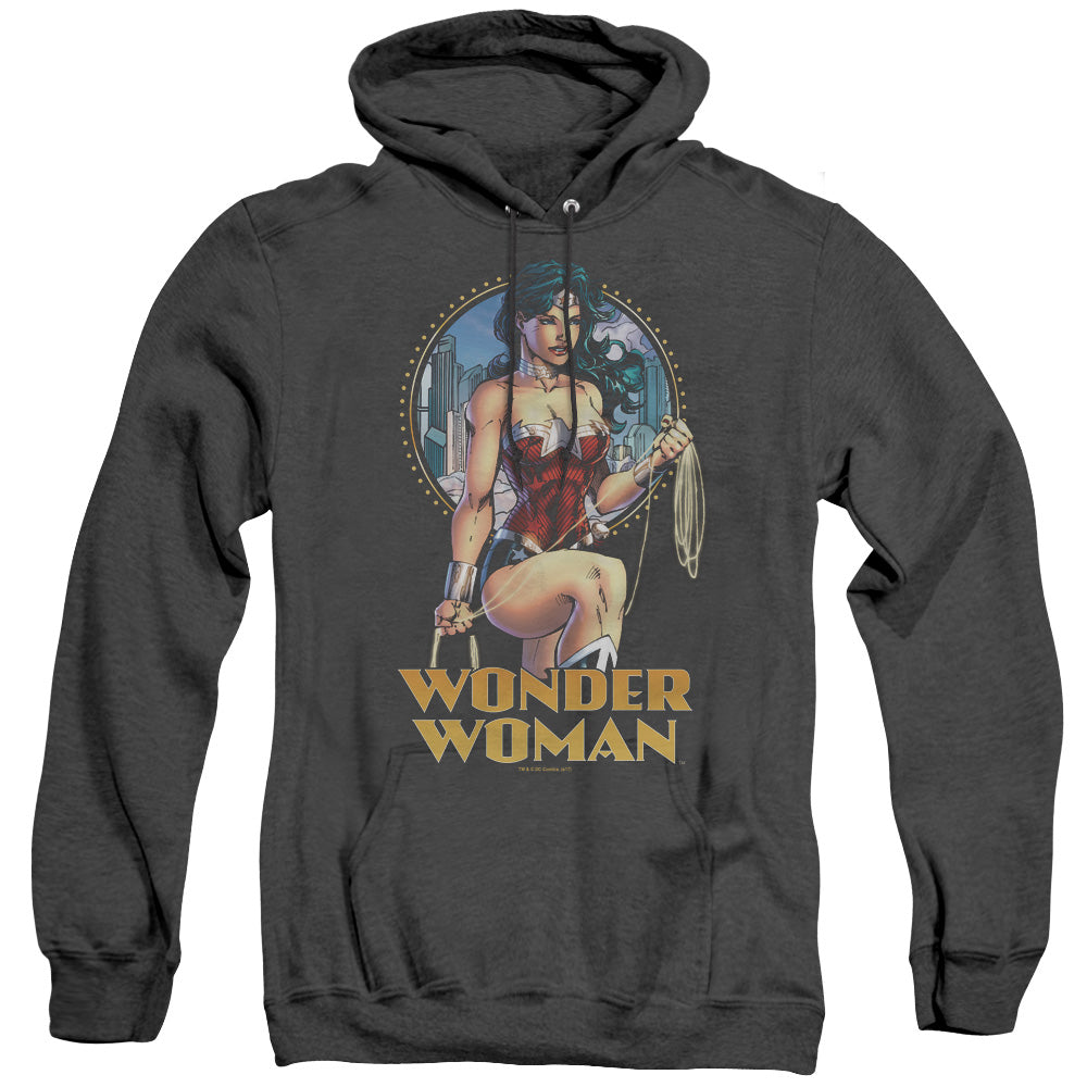 Justice League City Warrior Heather Mens Hoodie Black Officially Licensed