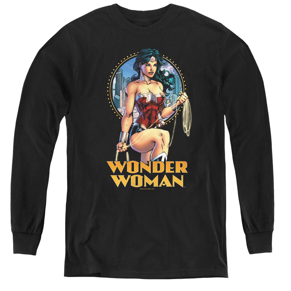 Justice League City Warrior Long Sleeve Kids Youth T Shirt Black Officially Licensed