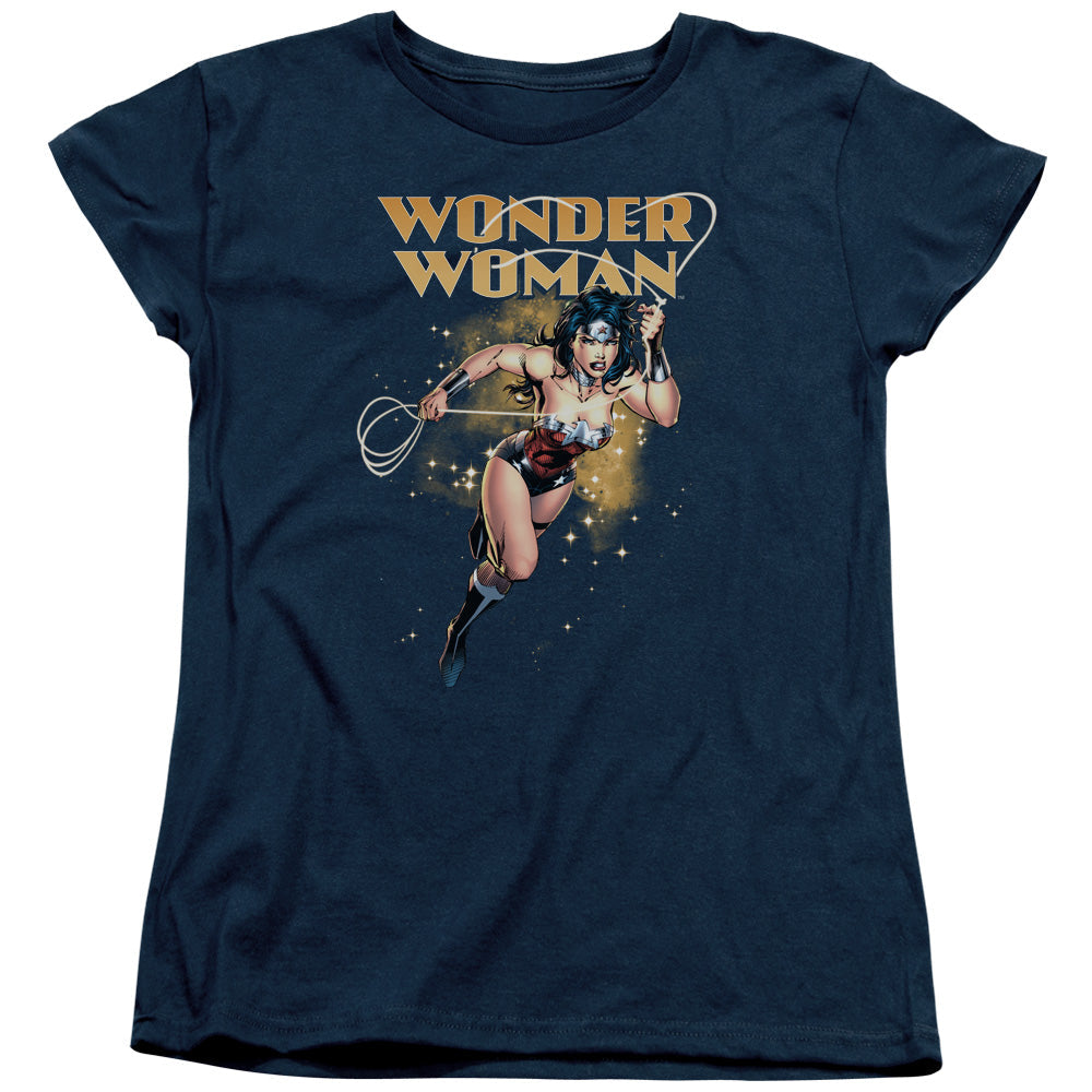 Justice League Star Lasso Womens T Shirt Navy Blue Blue Officially Licensed